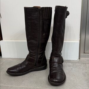 BOC Born Concept Leather High Knee Riding Boots Sz 6.5 Brown Equestrian Comfy